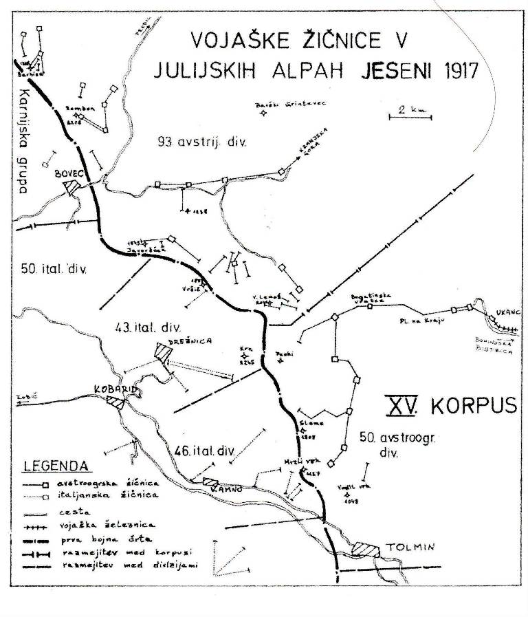 Načrt vojaških preskrbovalnih poti v Julijskih Alpah v obdobju 1915–1917, (Budkovič, T., Planinski vestnik, 1981/5, str. 219).