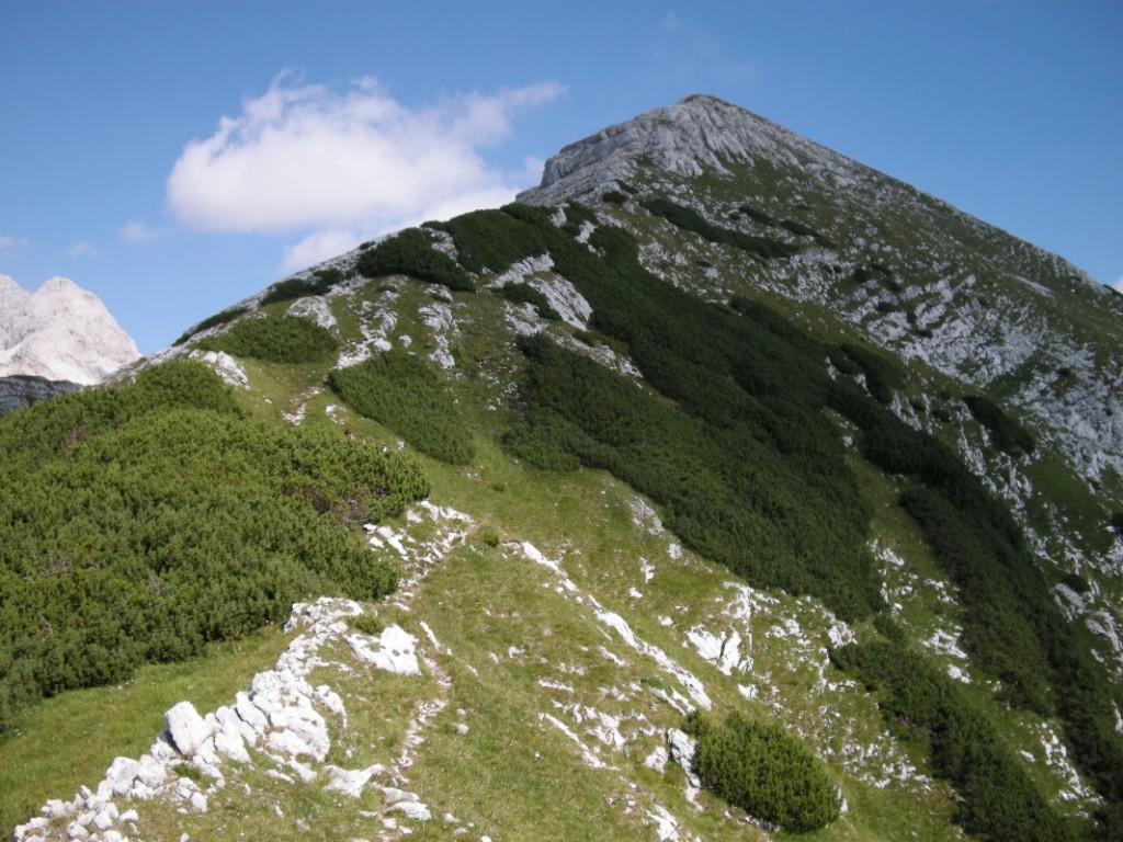 Pomemben vrh v grebenu nad Krmo in severovzhodno ob Toscu (2275 m), s katerim ga poleg težje dostopnega Malega Draškega vrha (2132 m) in nižjimi vrhovi severneje do Debele peči (2014 m) - (foto arhiv: Tim)